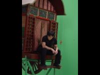 Filming the green screen sequences.