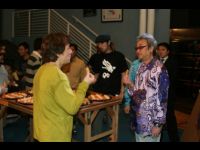 Jackie has a bite to eat and a chat with Willie.                                                                        