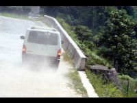 Some of the dirt roads through the mountains are bumpy and dangerous.