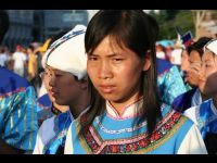 A tribe member wearing traditional clothing.