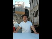 Jackie on the water taxi. He is smiling because the boat is moving and he's not feeling seasick!