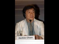 Jackie at a press conference.