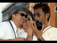 Jackie with Louis and Benny in St. Mark's Square.