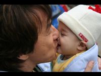 Jackie giving Baby Matthew one of a thousand kisses he gave him over the course of filming.