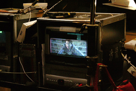 Monitor on the set.