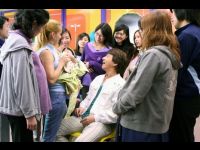 During a break from filming the baby care instruction sequence.