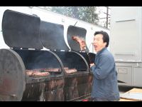 Chef Jackie handles the barbeque chores.