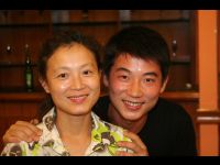 Make-up artist Si Jie with stuntman Han Guan Hua.