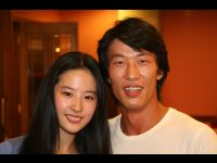 Crystal with stuntman He Jun.