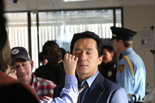 Getting a touch-up at the hospital set.