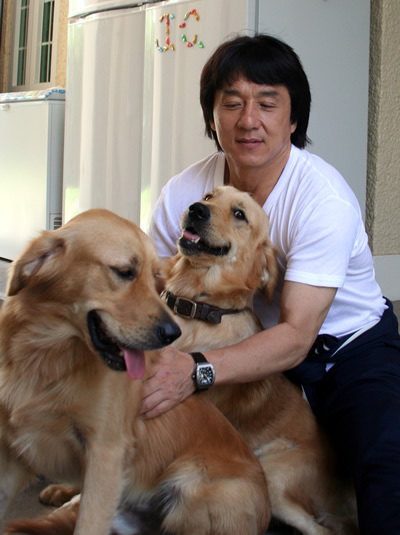 Trying to get two active dogs to sit still is no easy task - even for Jackie.