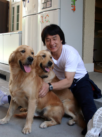 Trying to get two active dogs to sit still is no easy task - even for Jackie.