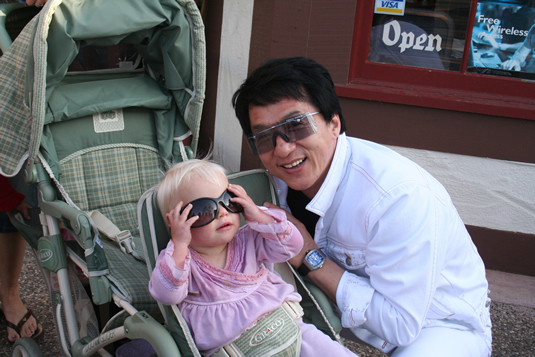 Jackie thought this baby was so cool because she really liked wearing her big sunglasses!