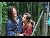Between takes with Michael Angarano.