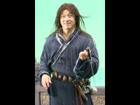 Between takes; juggling a prop.